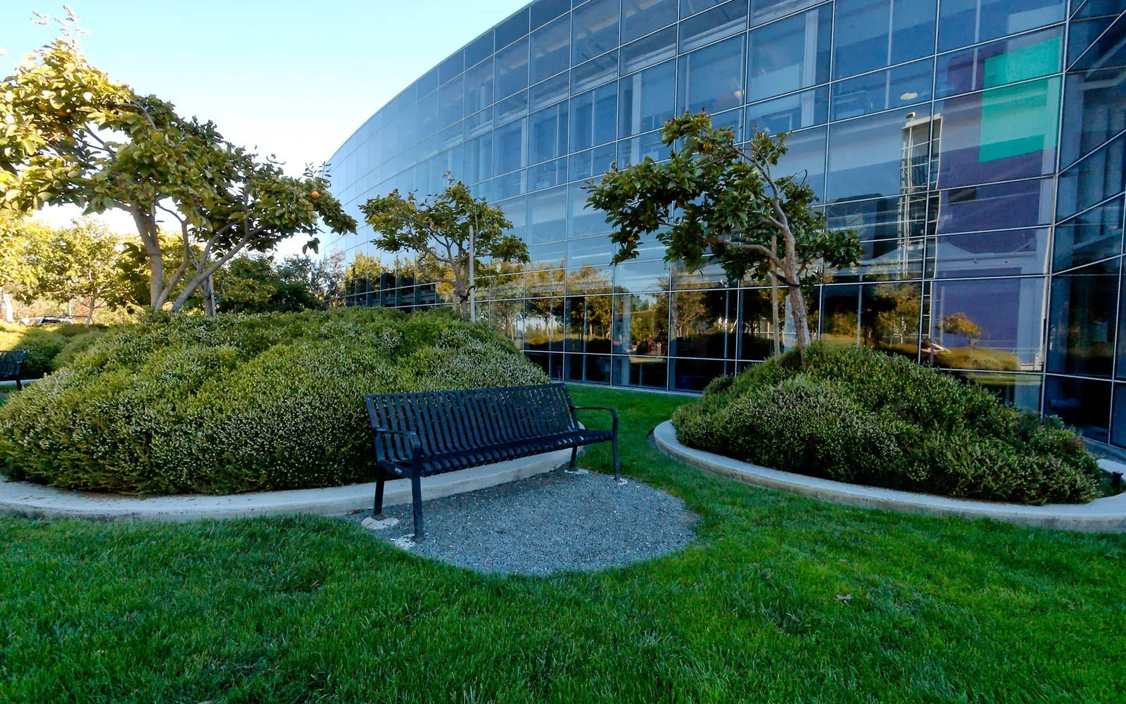 Google Campus exterior showing Silicon Valley technology headquarters