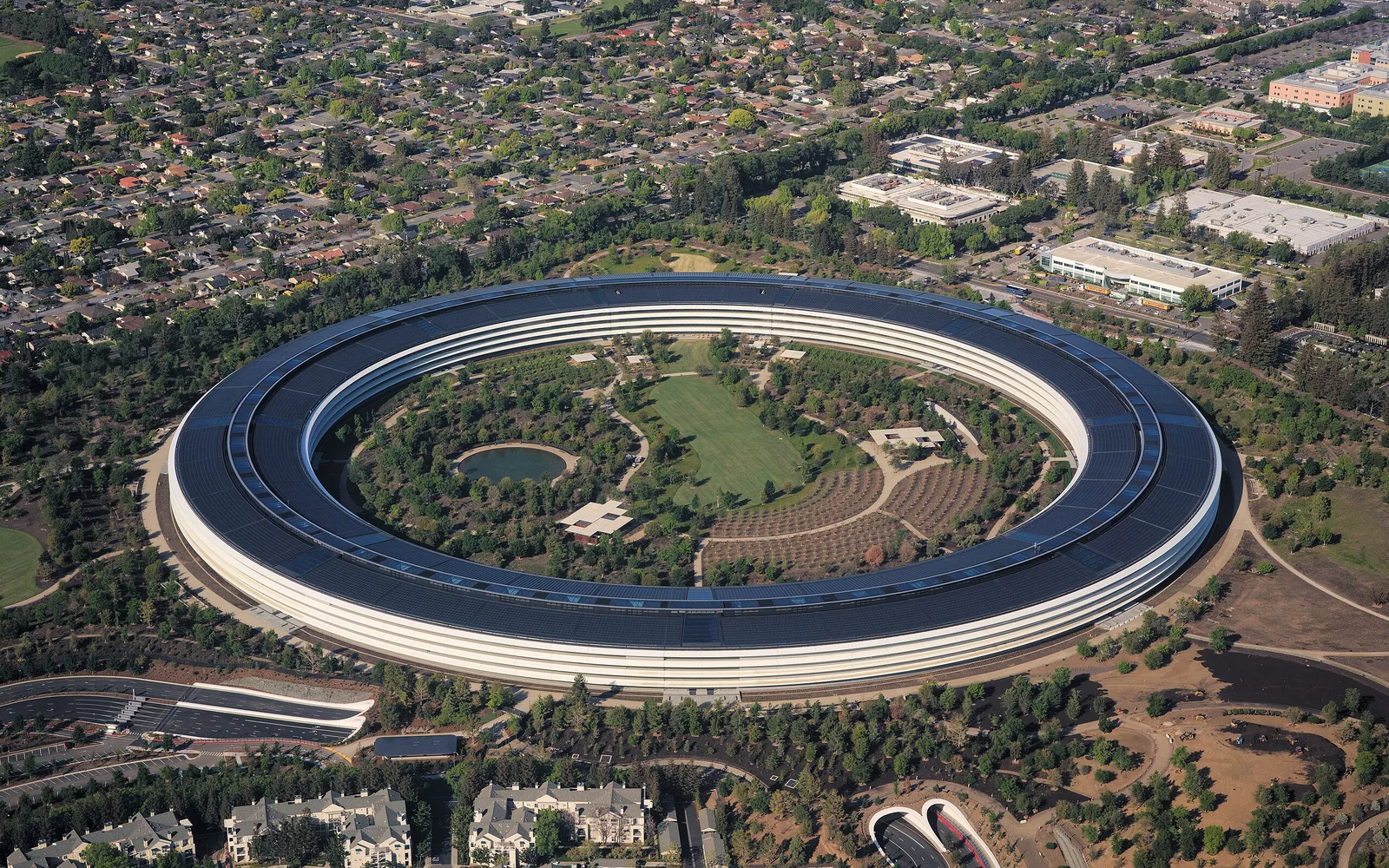 Apple Park campus in Cupertino with its distinctive circular architecture